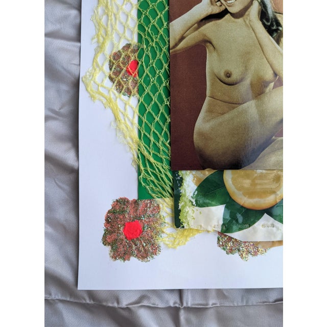 Plastic "Mutual Disappointment" Contemporary Abstract Mixed-Media Vintage Nude Postcard Collage For Sale - Image 7 of 9