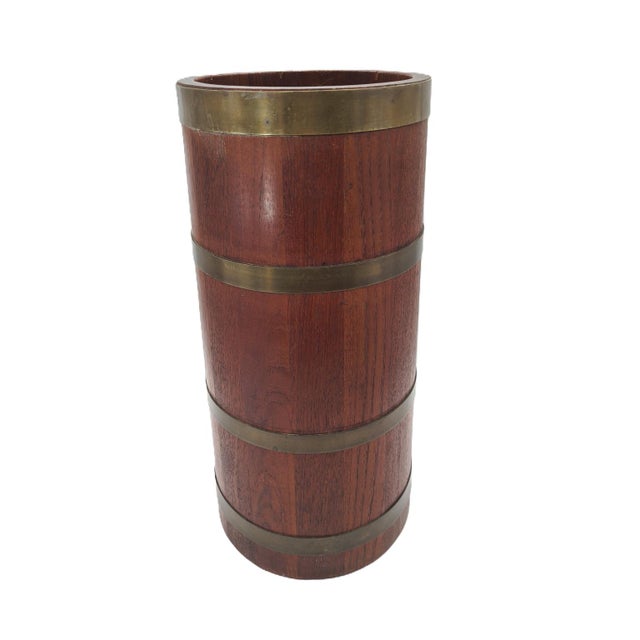 Campanian Wooden Umbrella Stand with Brass Fittings, 1960s For Sale - Image 12 of 12