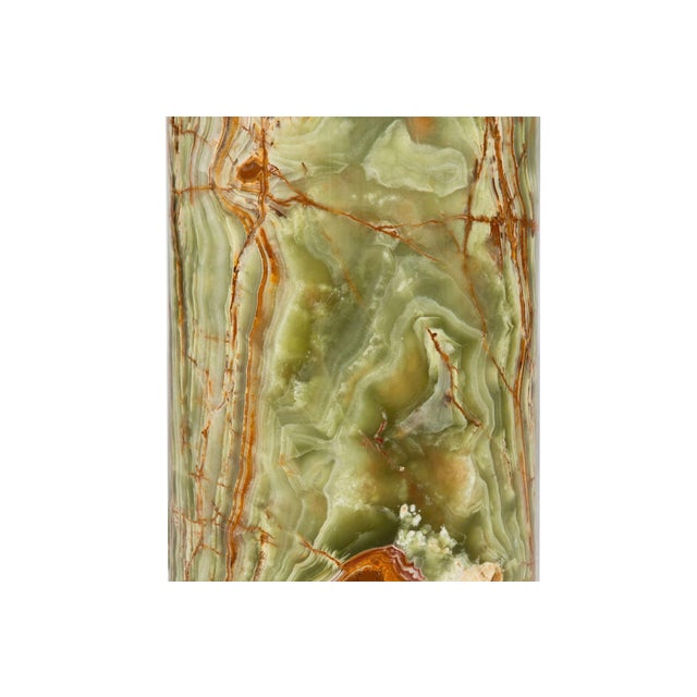 Roman Style Green & Brown Translucent Onyx Pedestal Column For Sale - Image 11 of 13