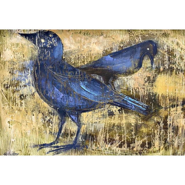 Gilbert Stone "Blackbirds Aren't Black" Original Oil Painting C.1970 Original oil on masonite Dimensions 13.75" wide x...