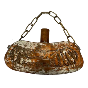 Decorative Copper Gun Powder Flask With Chain