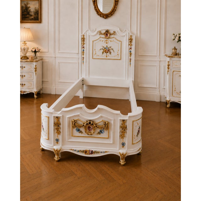 1950 French Louis XVI White Gold Wood Twin Bedframes - Pair For Sale - Image 13 of 14