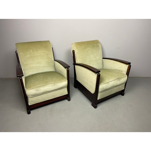 Art Deco Dutch Lounge Chairs attributed to Pander & Zonen, the Hague, 1930s, Set of 2 For Sale - Image 4 of 13