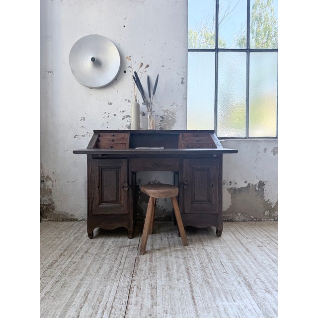 Folk Art Oak Secretary Desk, 19th Century For Sale - Image 5 of 18