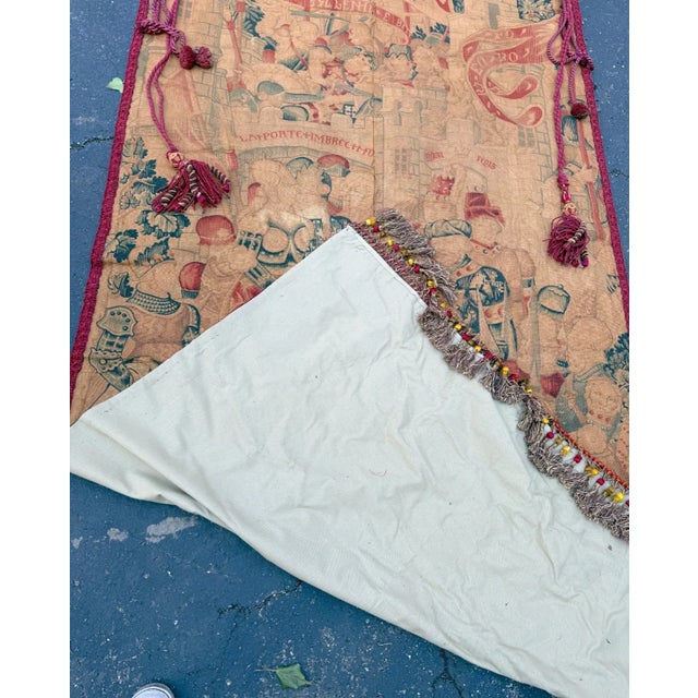Large Antique Gothic Adaptation the War of Troy Tapestry French Europe Tapestry For Sale - Image 18 of 18