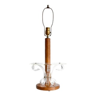 Mid-Century Modern Wood & Acrylic Shelf Table Lamp For Sale