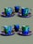 Ceramic 1950s Mid Century Modern Stangl Mediterranean Art Pottery Blue Green Coffee Cups Saucers - Set of 3 For Sale - Image 7 of 11