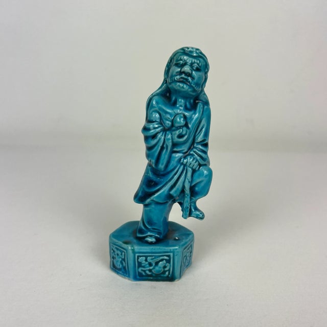 Ceramic Mid 20th Century Turquoise Chinese Warrior For Sale - Image 7 of 7