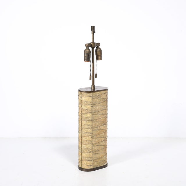 Beige Pair of Mid-Century Tessellated Lizard & Bronze Table Lamps by Karl Springer For Sale - Image 8 of 15
