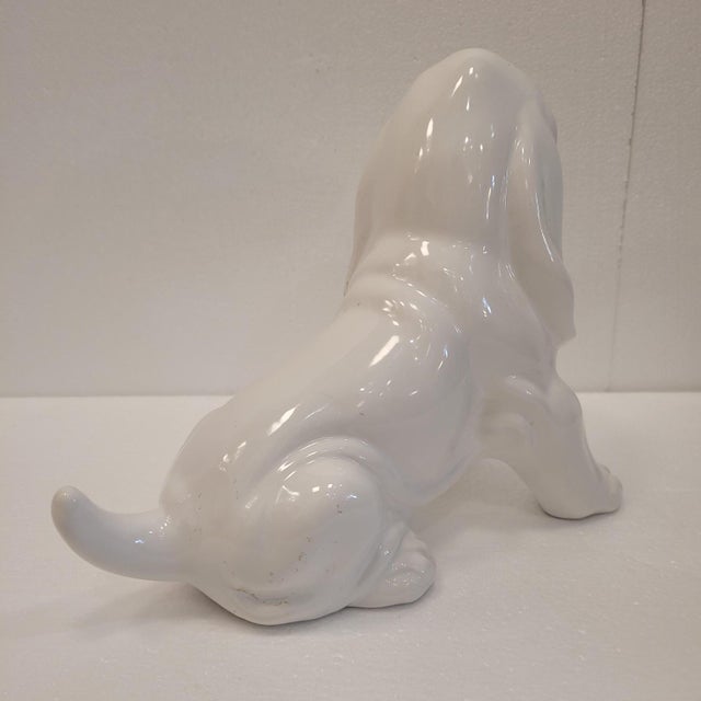 White Ceramic Basset Hound Sculpture, Germany, 1940s For Sale - Image 8 of 13