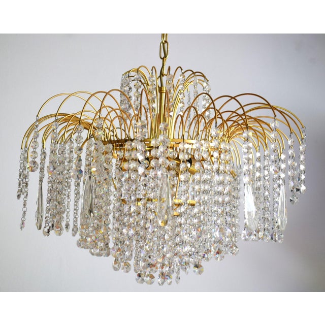 Large Hollywood Regency Swarovski Crystal Waterfall Chandelier, 1980s For Sale - Image 3 of 11