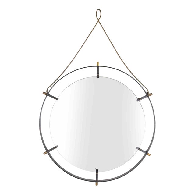 Vintage Brass Framed Wall Mirror by Santambrogio and De Berti, 1960s For Sale