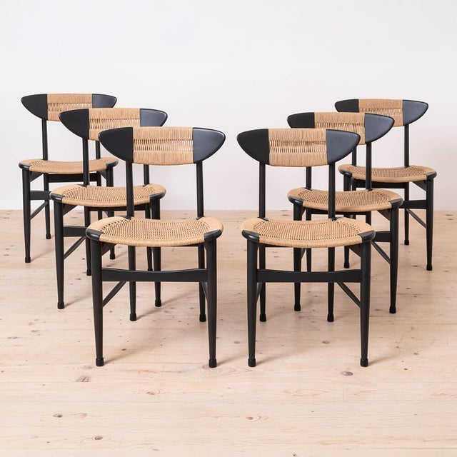 Scandinavian Modern Dining Chairs with Rope Seating and Backrest, 1960s, Set of 6 For Sale - Image 16 of 16