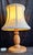 1970s Vintage Table Lamp with Turned Teak Wood Base and Hand-Stitched Leather Shade, 1970s For Sale - Image 5 of 7