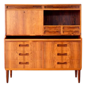 Rosewood Secretary Desk & Bar Cabinet, in the Style of Brdr. Larsen Møbelfabrik