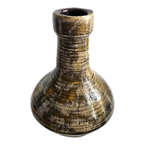 Vintage Early Mid-Century Signed Studio Pottery Vase Bottle MCM Green Yellow Glazed 7.5" Tall