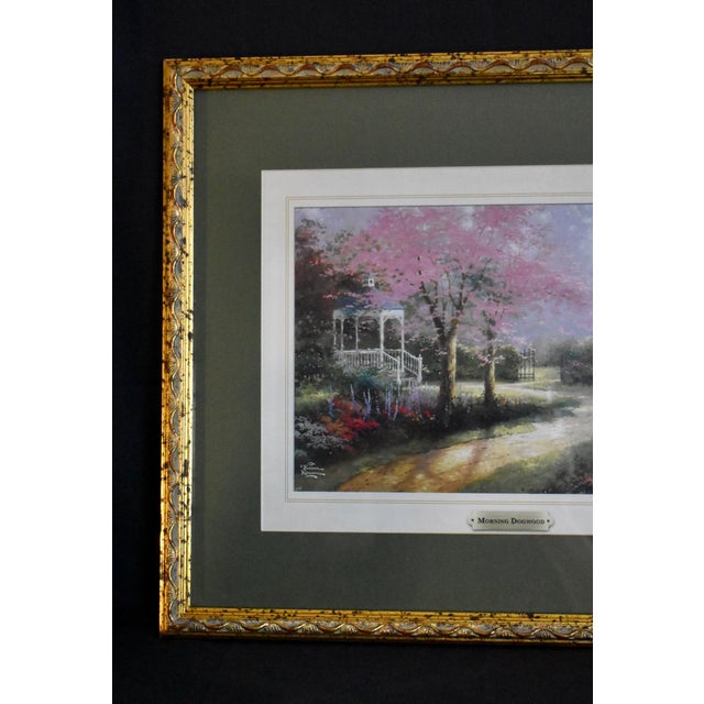 Thomas Kinkade Morning Dogwood Framed Matted Art Print Vintage Garden Gazebo For Sale - Image 9 of 15