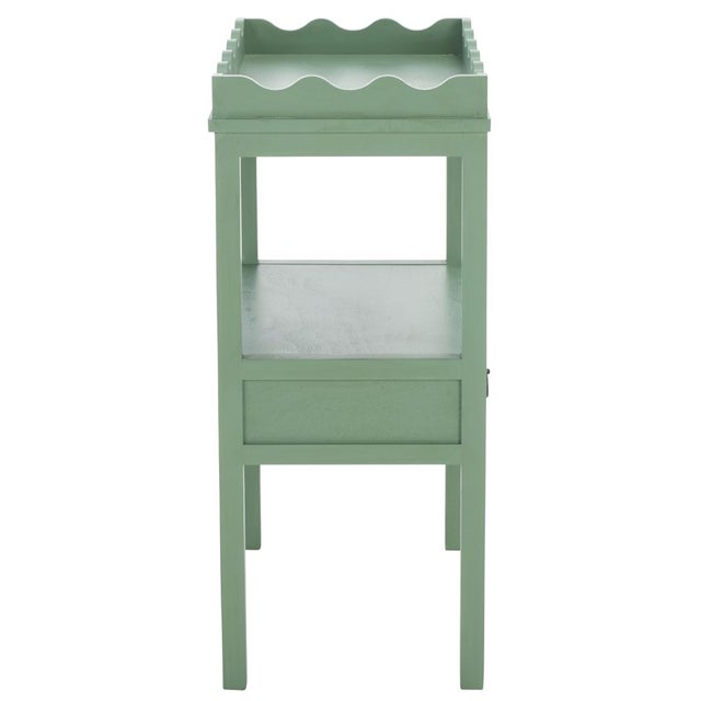 Wood Darlyn Scalloped Rectangle Accent Table in Sage For Sale - Image 7 of 8