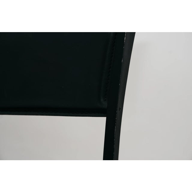 Vintage Chairs in Black Metal with Leather and Aqua Green Fabric, 1980s, Set of 4 For Sale - Image 12 of 13
