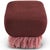 The beautiful plum Bouclé ottoman, a masterful blend of materials that culminate in a sophisticated statement piece....