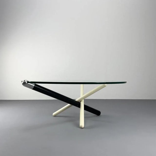 Contemporary Postmodern Coffee Table with Black and White Frame and Heavy Glass Plate, 1970s For Sale - Image 3 of 11