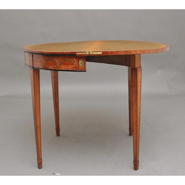 Hollywood Regency Antique Painted Satinwood Card Table, 1820 For Sale - Image 3 of 12
