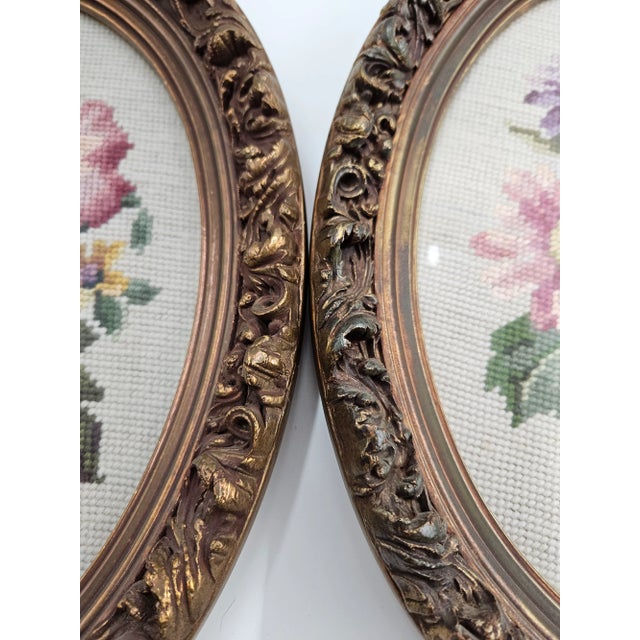 Vintage Needlepoint in Gilt Frames - Pair For Sale - Image 4 of 7