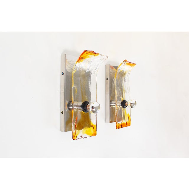 Red Vintage Murano Glass Wall Sconces from AV Mazzega, 1970s, Set of 2 For Sale - Image 8 of 8