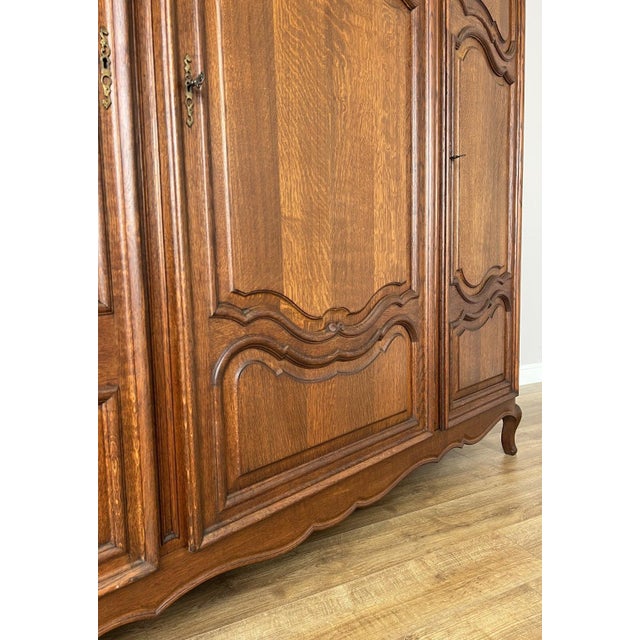Vintage French Louis XVI Style Wardrobe in Oak For Sale - Image 9 of 16