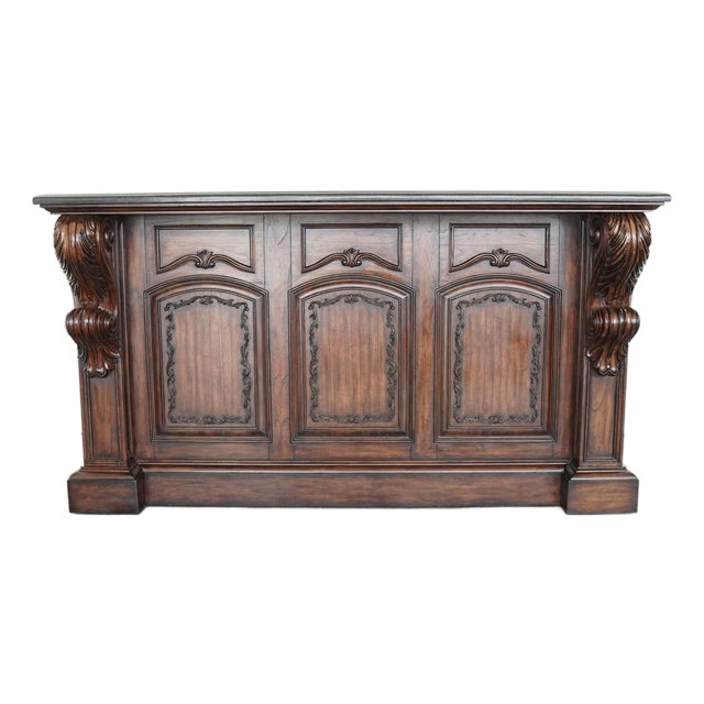 Ambella Home Collection Carved Wood Freestanding Bar For Sale