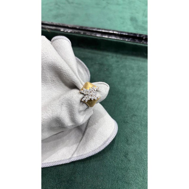 Natural 18k Gold Diamond Halo Cocktail Ring, New, Size 6 For Sale - Image 4 of 6