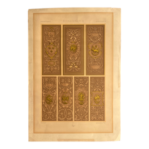 Antique Racinet Renaissance Ornament Chromolithograph, C. 1875