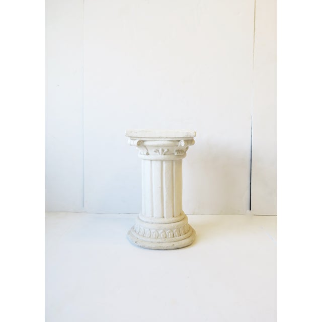 White Column Pedestal Side Table or Stand in the Neoclassical Style