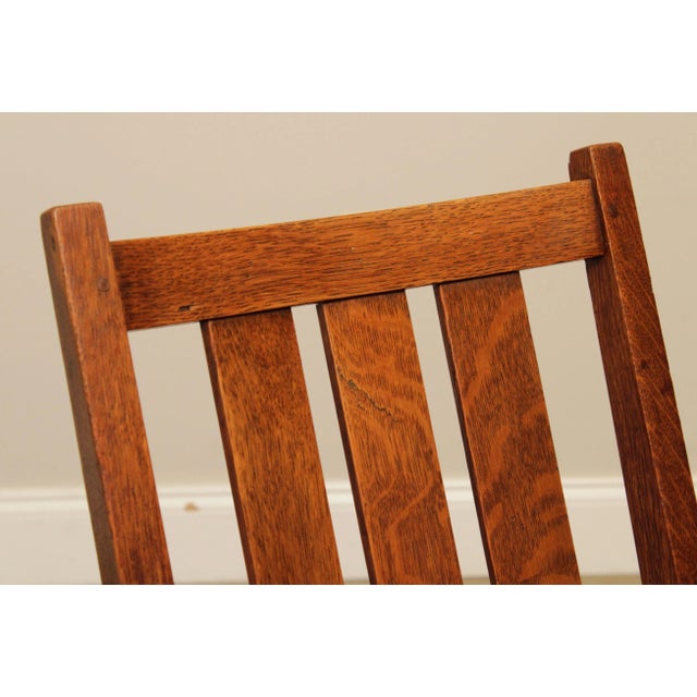 Antique L & J. G. Stickley Mission Oak Nursing Rocker For Sale - Image 12 of 13