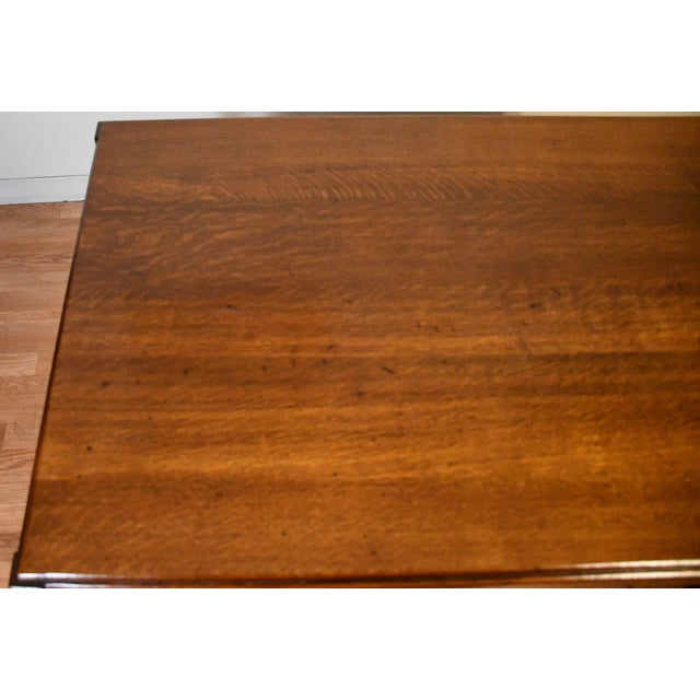 Arts & Crafts 1900s Antique Mission Arts & Crafts Solid Tiger Oak Office Desk / Writing Desk For Sale - Image 3 of 16