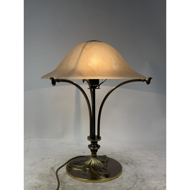 Table Lamp in Brass and Opal Glass, 1980s For Sale - Image 3 of 9