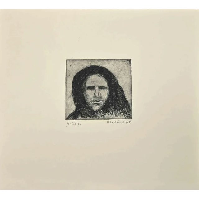 Portrait is an Etching realized by Enotrio Pugliese in 1970s. Artist's proof. signed by the artist. Good conditions....