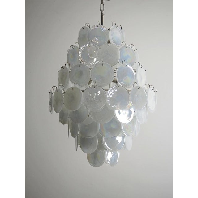White Large Vintage Italian Murano Chandelier with 87 White Alabaster Disks, 1990s For Sale - Image 8 of 18