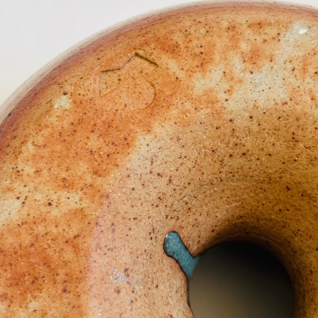 Studio Pottery Serving Bowl With Turquoise Interior For Sale - Image 10 of 10