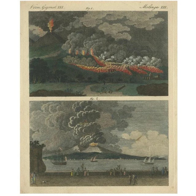 Paper Johann Ludwig Bertuch, Mount Vesuvius Eruptions, 1798, Engravings on Paper, Set of 2 For Sale - Image 7 of 7