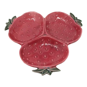 Vintage Cemar California Pottery Strawberry Tri Serving Dish 750