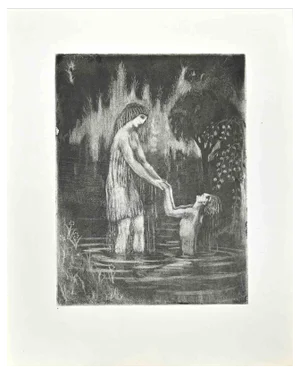 Raphael Drouart, The Shandy Bath, Original Etching, Early 20th-Century