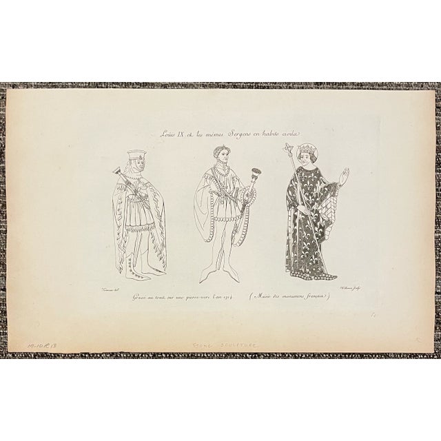 Traditional Pair of French Armor and Dress Engravings of the 14th Century For Sale - Image 3 of 3