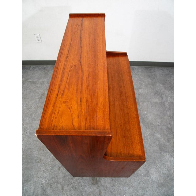 Mid Century Danish Modern Secretary Desk Teak Pull Out Drawers Office Vintage Vg For Sale - Image 4 of 11