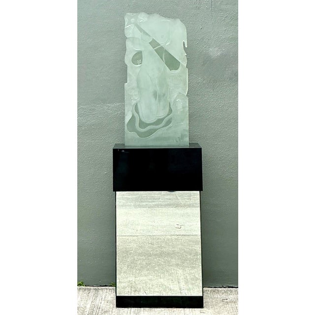 Contemporary Vintage 1937 Joris Minne Et Albert Algae Frosted Glass Sculpture For Sale - Image 3 of 14