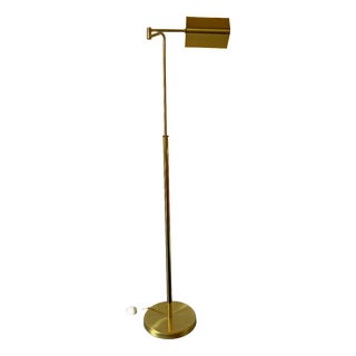 Mid-Century Modern Brass Floor Lamp with Adjustable Height and Swing Arm from Dijkstra Lampen, 1970s For Sale