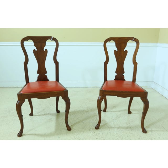 Wood Set of 8 Solid Walnut Bench Made English Style Dining Chairs For Sale - Image 7 of 13