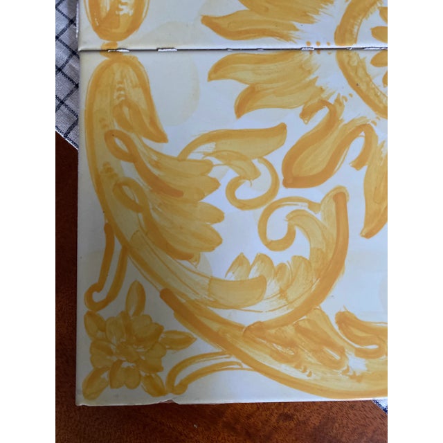 Majolica Vintage Italian Terra-Cotta Hand Painted Glazed Tiles - Set of 4 For Sale - Image 4 of 8