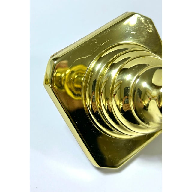 Brass Baldwin Brass Candlesticks With Glass Bobeches – Set of 6 Vintage Brass Candle Holders For Sale - Image 8 of 12