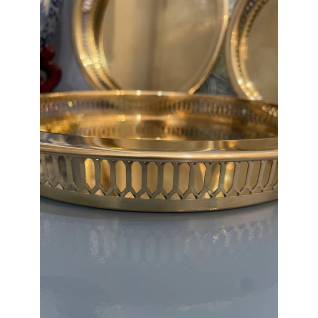 Vintage Brass Nesting Gallery Trays - a Set of 3 For Sale - Image 4 of 8